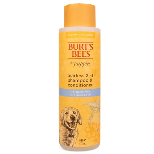 Burt's Bees Champú para Perros para Cachorros, champú y acondicionador 2 en 1, suero y Aceite de linaza, 16 onzas