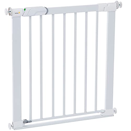 Safety 1st SecureTech Flat Step Practical Safety Metal Gate with Thin Step Over Bar, Ideal for Kids and Pets, 73 to 80 cm, White