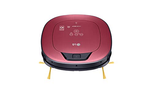LG VR9624PR Hombot Turbo Serie 11 - Robot aspirador programable con doble cámara, limpieza a distancia vía Smartphone, para casas con mascotas, niños y alfombras, color rojo metalizado