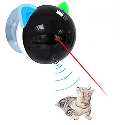 Decdeal Juguete para gatos automático interactivo con luz LED con base de muelle, recargable por USB, detección de inducción, montaje en pared