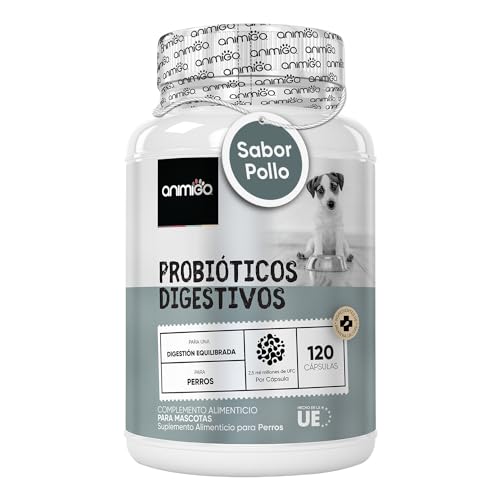 Probióticos para Perros - 120 Cápsulas | con Enzimas Digestivas y Prebióticos para la Salud Intestinal y Diarrea de Perros - 2,5 Mil Millones de UFC | Apto para Todas Las Razas y Tamaños
