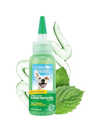 Tropiclean Fresh Breath by Gel de Cuidado Bucal para Perros, Mascotas, Gatos - Sin Cepillado - Ayuda a Eliminar la Placa, el Sarro y la Enfermedad Gingival - Original - 59 ml