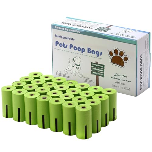 Dumi Pets bolsa para perros biodegradables, 420 Unidades, respetuosas con el Medio Ambiente y biodegradables, a Prueba de Fugas, extragrandes Gruesas y Fuertes (verde)
