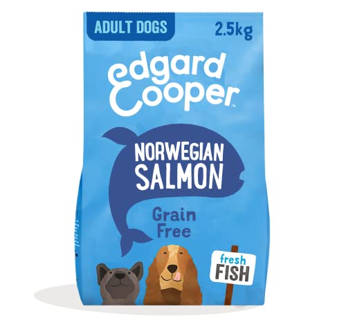 Edgard & Cooper Pienso para Perros, Adultos, (Salmón, 2.5kg), Alimento seco Natural sin Cereales, Pescado Fresco y sin azúcares añadidos, proteína de Calidad, peinso hipoalergénico