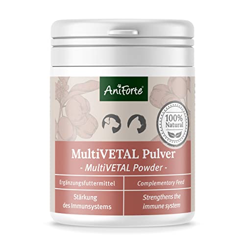 AniForte MultiVETAL es un multivitamínico en Polvo para Perros, gatos 100g - Vitaminas, minerales y nutrientes Naturales para Ayudar a Las defensas de Manera Natural