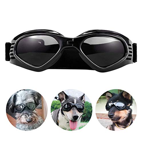 PEDOMUS - Gafas de Sol para Perros, Correas Ajustables para Gafas de Sol UV, protección Impermeable para Perros pequeños y medianos