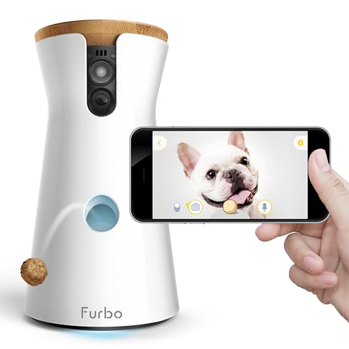 Furbo - CÁMARA para Perros: Telecámara HD WiFi para Mascotas con Audio Bidireccional, Visión Nocturna, Alerta de Ladrido y Lanzamiento de Golosinas, Diseñado para Perros, Indoor
