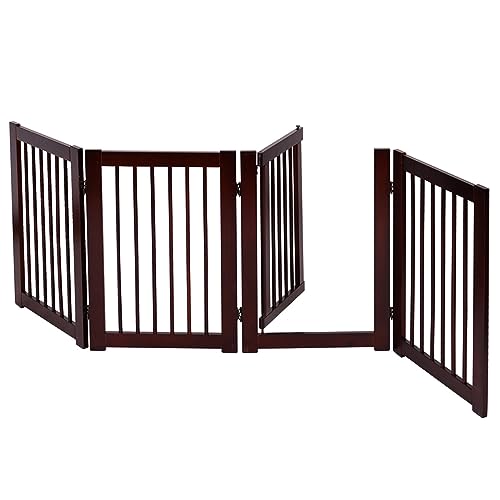 COSTWAY Barrera de Puerta de Seguridad Rejilla para Perros Mascotas Puerta Escalera Protección Plegable de Madera (203 x 76 x 1,8cm)