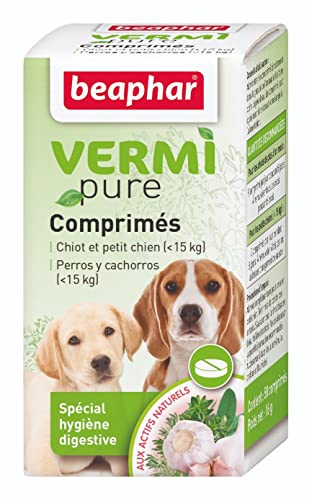 Beaphar VERMIpure Comprimidos Naturales para Combatir Parasitos Intestinales, Mejora la Digestión, Ayuda a Expulsar Parasitos Intestinales, Perros y Cachorros Pequeños, 50 Comprimidos