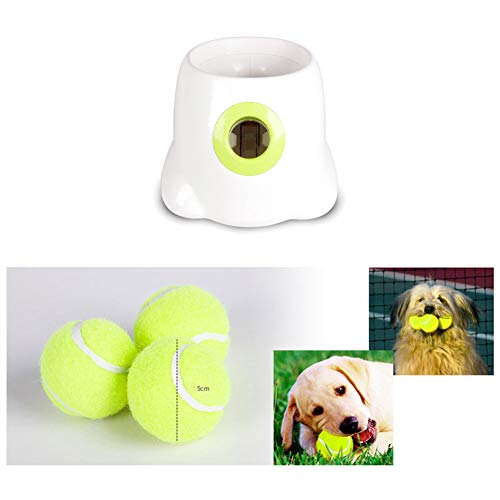 Fuitna - Juguete interactivo para perro, lanzador automático de bolas de tenis para mascotas, para entrenar y jugar, 3 bolas incluidas