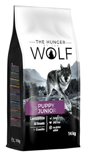 The Hunger of the Wolf Alimento seco para cachorros y animales jóvenes de todas las razas, fórmula delicada con cordero y arroz- 14 kg