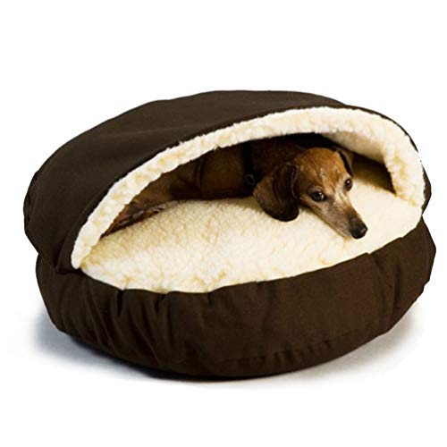 FBARTL Dog Cave Bed, Pet Dog Cave Bed Warm Winter Cashmere 64cm Saco de Dormir Desmontable y Limpio. para Cachorros, gatos y Conejos de Menos de 6 kg (café)