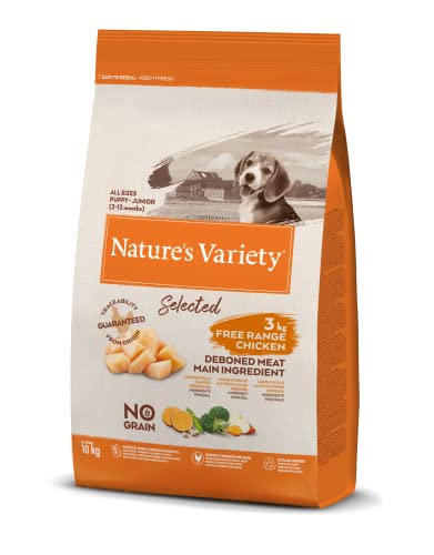 Nature's Variety Selected, Pienso para Perros Junior de todos los tamaños, Sin cereales, con Pollo campero Deshuesado, 10kg