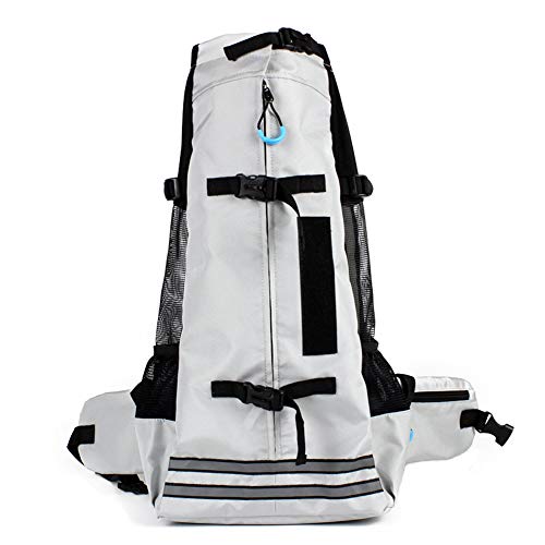 RC GearPro Mochila portadora de perros, mochila portadora de mascotas ajustable Bolsa de viaje Mochila mascota Patas hacia fuera (M (23x12x49cm), gris)