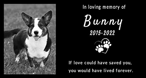 Runalp Piedra de granito grabada con láser para perros, lápida conmemorativa para mascotas, marcador conmemorativo para perros con imagen, personalizado