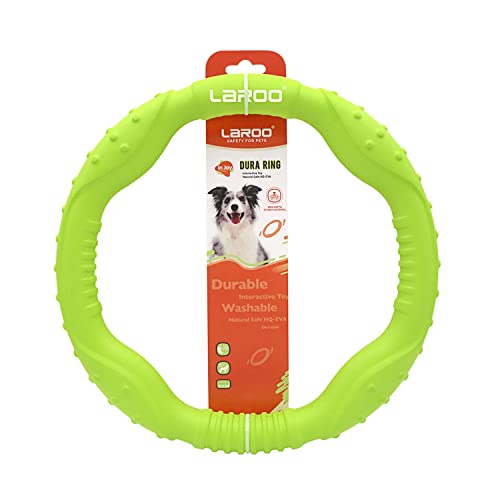 LaRoo Juguete Frisbee para Perros, Caucho Natural Disco de Lanzamiento Duradero para Perros Fuertes para Perros Pequeños Medianos Grandes y Deporte Juegos al Aire Libre (Grande-30cm, Verde)