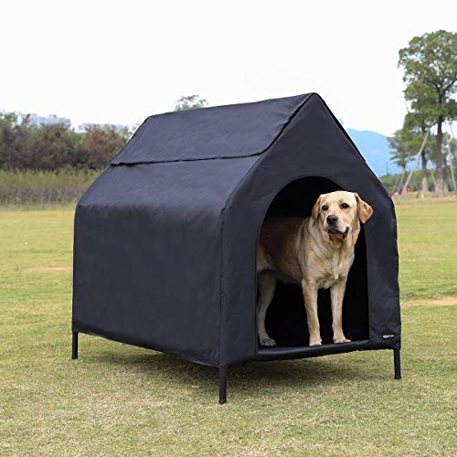 Amazon Basics - Caseta para mascotas, elevada, portátil, grande, Negro