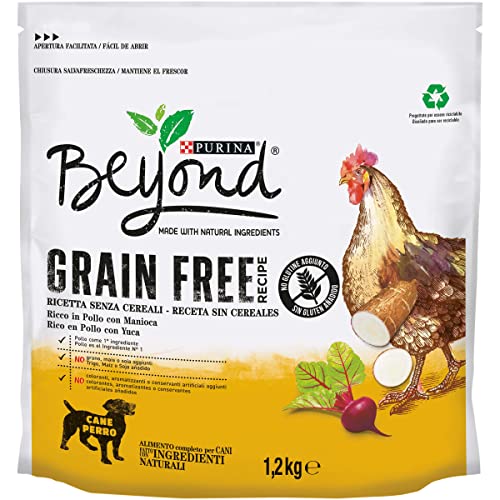 Purina Beyond Grain Free Pienso Natural para Perro Adulto sin Cereales con Pollo, 6 bolsas de 1,2kg