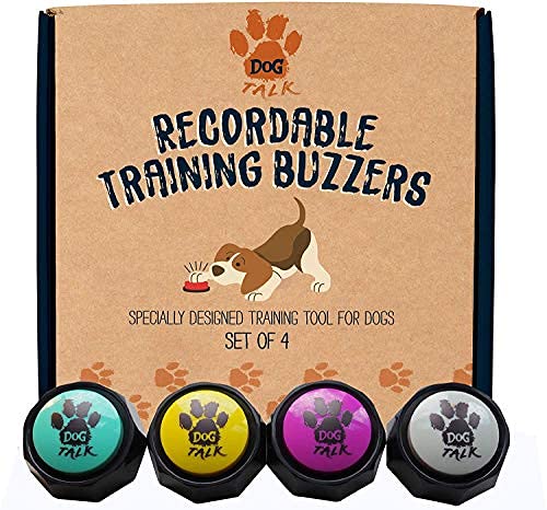 Dog Talk Recordable Training Botones Perros Comunicación, Fácilmente Entrena a tu Perro con un Botones para Perros Comunicarse contigo,Set de 4