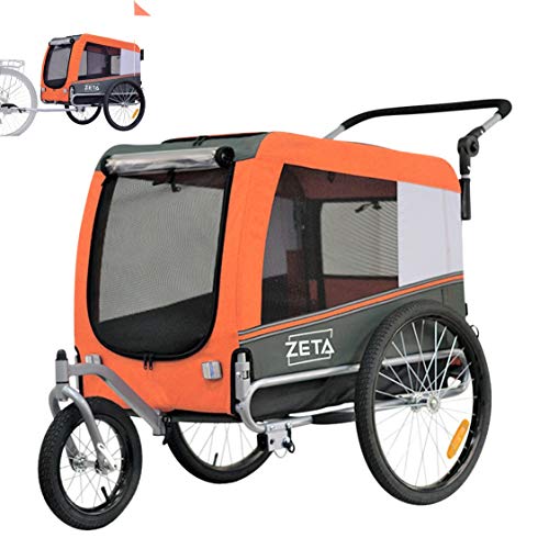 PAPILIOSHOP Zeta - Remolque para bicicleta, cochecito de transporte para perros y animales (naranja, M)