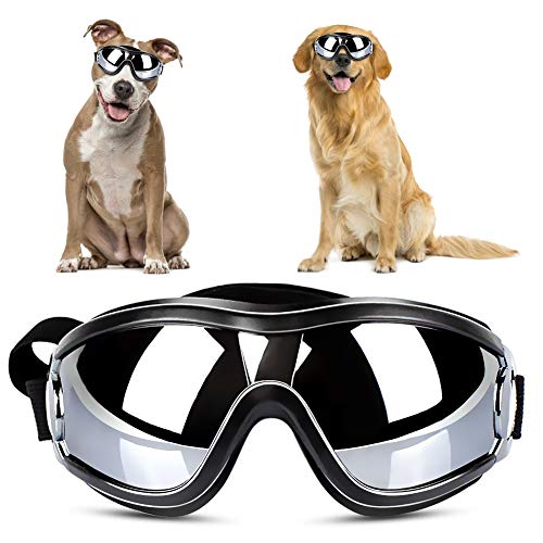 Gafas de Sol para Perros, Decoraciones para Mascotas Perrito Gafas UV Protección para los Ojos, Gafas de Sol Impermeables Antivaho para Perros Medianos y Grandes con Longitud Ajustable
