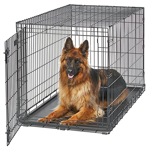MidWest Homes for Pets Life Stages modelo 1648U Jaula plegable para perros recién óptimizada, tamaño XL y longitud de 122 cm, con una sola puerta, metálica, color negro, para perros XL