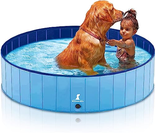 Wimypet Piscina Mascotas, Piscina Perros, Bañera Plegable para Niños/Mascotas, Plegable Piscina de Baño al Aire Libre, Piscina con PVC Antideslizante - Azul (80 * 20CM)