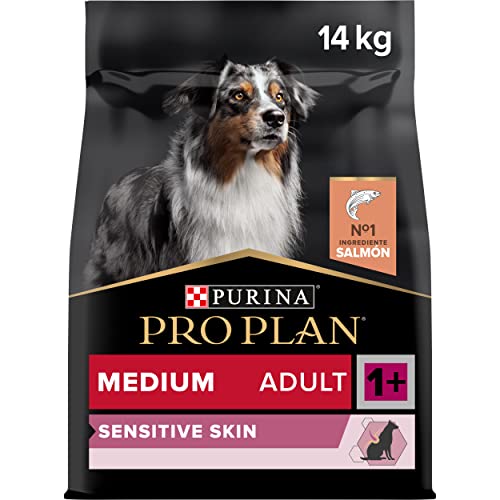 Purina Pro Plan Medium Adult Derma Pienso para Perro Mediano Adulto, Piel y Pelaje con Salmón, saco de 14kg