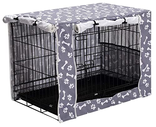 Funda para jaula de perro, de poliéster duradero, ajuste universal para jaula de perro de alambre, se adapta a la mayoría de cajas de perro de 24 pulgadas, solo funda, gris cielo-24