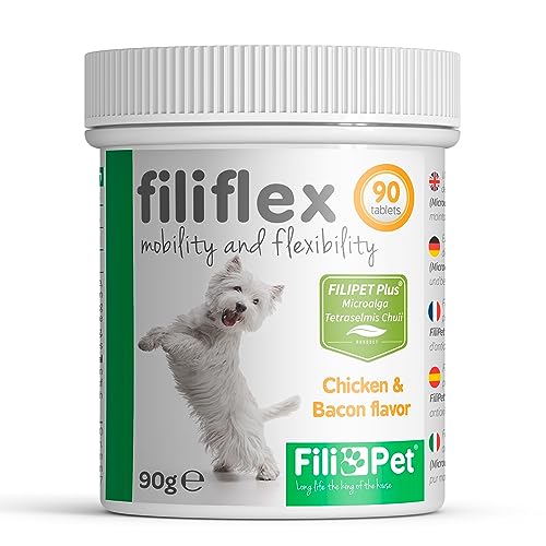 Filipet Glucosamina para Perros, antinflamatorio, condroprotector, Ayuda al Cuidado de Las articulaciones, Huesos, Mejora la Movilidad y flexibilidad de su Perro. Fórmula PETFIT Plus. Filiflex