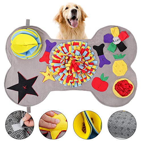 L&P Alfombra olfativa para perros de 2ª generación, forma de hueso, juguete educativo interactivo, lavable, alfombra olfativa, entrenamiento para el hogar, alfombra de búsqueda antideslizante,