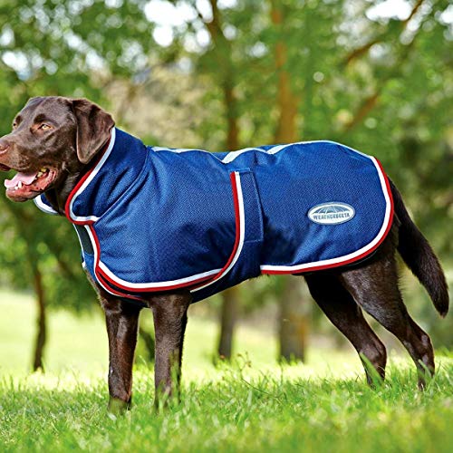 WeatherBeeta ComFiTec Parka 1200D Deluxe - Abrigo para perro, color azul marino, rojo y blanco, 75 cm