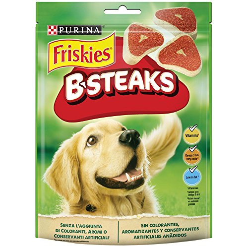 Purina Friskies B-Steaks, Snacks, premios, chuches para perros, 5 bolsas de 150g